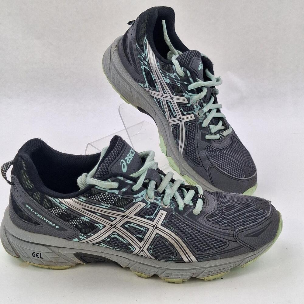 ASICS GEL-Venture 6 Shoes Womens Size 9.5 Gray Teal Trail Running Sneakers T7G6Q